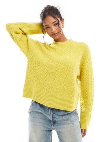 Pull en maille torsadée - Chartreuse - Bershka - Modalova