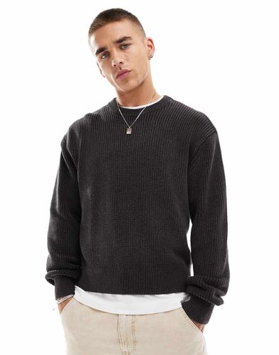 Pull en maille côtelée - foncé - Bershka - Modalova