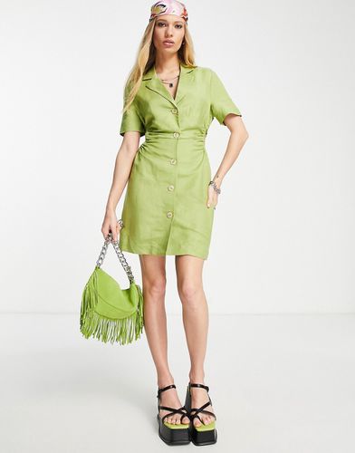 Robe froncée ajustée à découpe - Citron - Bershka - Modalova