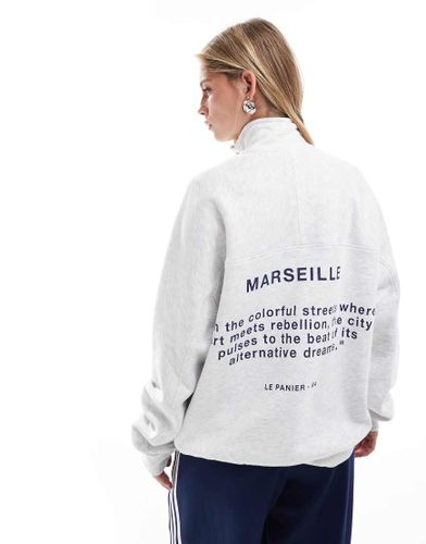 Sweat à col zippé et imprimé Marseille - Bershka - Modalova