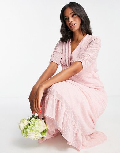 Blume - Robe de mariée longue en mousseline texturée - clair - Blume Bridal - Modalova