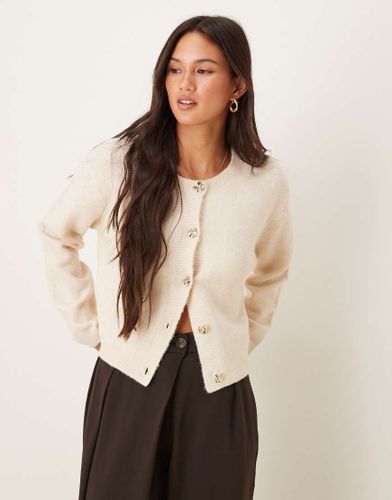 Gilet  col ras de cou avec boutons contrastants - Taupe - Brave Soul - Modalova