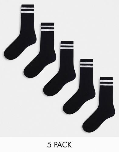 Lot de 5 paires de chaussettes de sport rayées - et blanc - Brave Soul - Modalova
