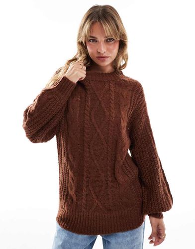 Pull oversize en maille torsadée - Marron - Brave Soul - Modalova