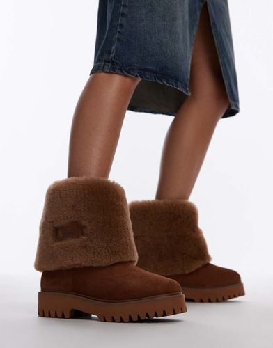 Groov-y - Bottines en daim avec revers en peau lainée - Cognac - Bronx - Modalova