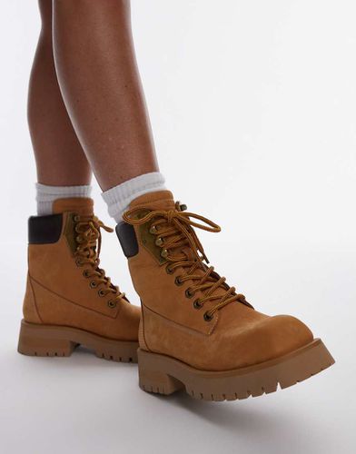 Qui-nn - Bottines à lacets en nubuck ciré - Moutarde - Bronx - Modalova