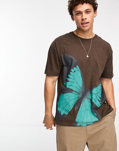 T-shirt oversize à grand imprimé papillon - Marron - Good For Nothing - Modalova
