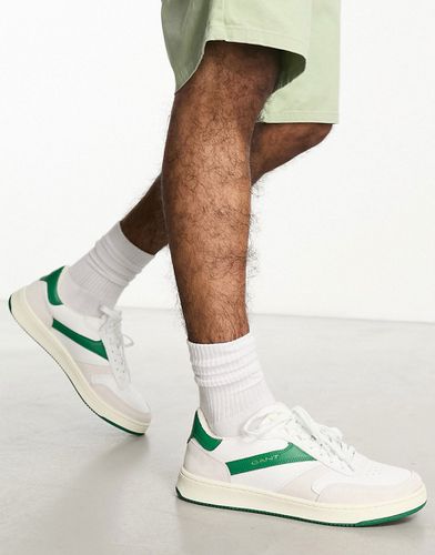 Goodpal - Baskets en cuir et daim avec empiècements verts et logo - Blanc/crème - Gant - Modalova