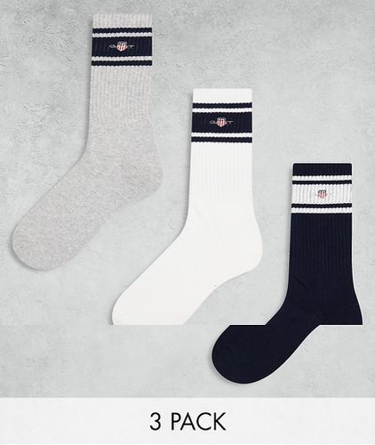 Lot de 3 paires de chaussettes de sport à logo écusson - /gris/bleu marine - Gant - Modalova