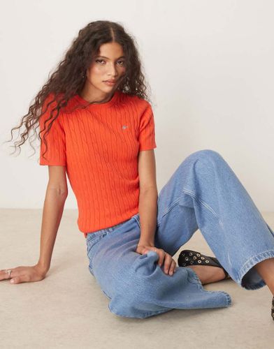 Pull manches courtes  logo en maille torsade de coton - Gant - Modalova