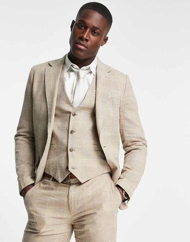 Veste de costume ajustée à carreaux - Beige - Gianni Feraud - Modalova
