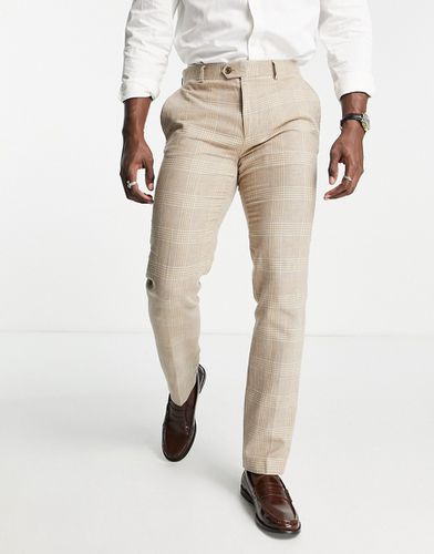 Pantalon de costume slim à carreaux - Beige - Gianni Feraud - Modalova