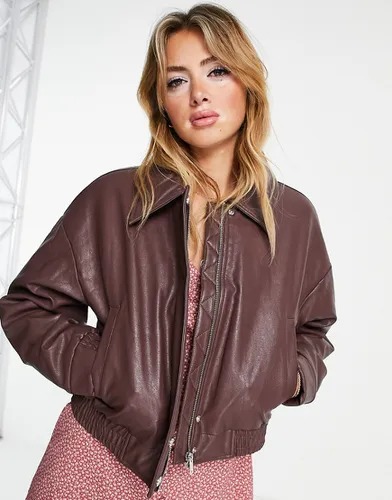 Bomber rétro en imitation cuir - chocolat - Glamorous - Modalova