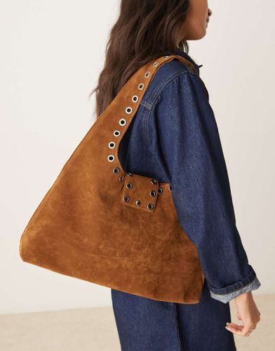 Tote bag en daim  clous - Beige - Glamorous - Modalova