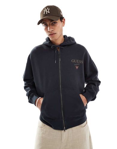 Sweat à capuche unisexe zippé avec logo superposé - Guess Originals - Modalova