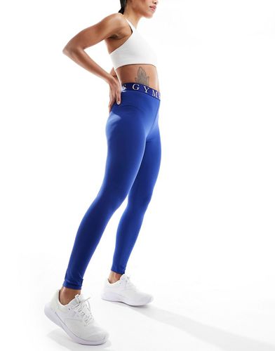 Impact - Legging avec bande à logo - Bleu - Gym King - Modalova