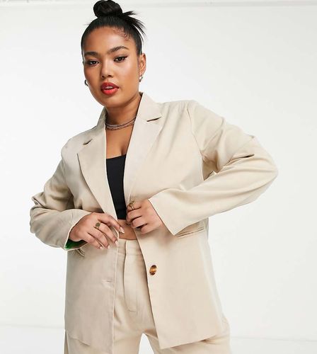 Blazer oversize d'ensemble coupe masculine avec doublure contrastante - Fauve - Daisy Street Plus - Modalova