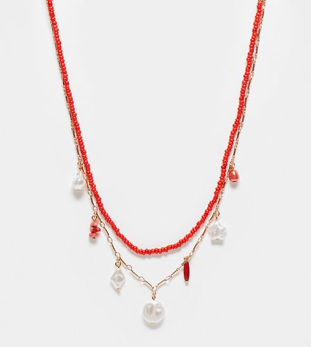 Lot de 2 colliers de perles style festival - et blanc - Designb London - Modalova