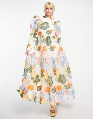 Dream - Robe longue en jacquard à fleurs arc-en-ciel et manches bouffantes - Sister Jane - Modalova