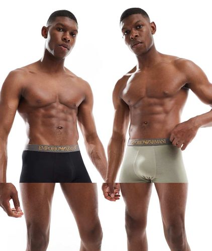 Bodywear - Lot de 2 boxers doux en bambou  logo - et beige - Emporio Armani - Modalova