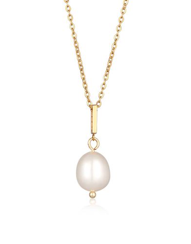 Collier chaîne basique en plaqué or avec pendentif perle - Elli - Modalova