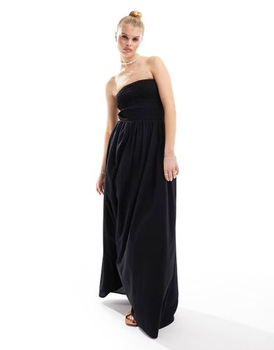 Robe longue de plage coupe bandeau avec taille froncée - Esmée - Modalova