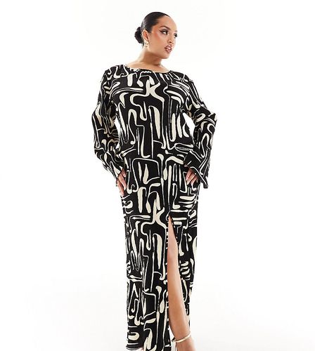 Robe longue plissée à imprimé abstrait - Extro & Vert Plus - Modalova