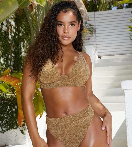 Exclusivité - x Malaika Terry - Poitrines généreuses - Mix and Match - Haut de bikini à armatures - métallisé - Wolf & Whistle - Modalova