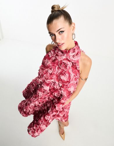 Robe courte dos nu à fleurs 3D - Roses - Forever Unique - Modalova