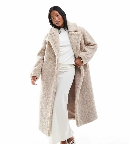 Manteau long et duveteux - Beige - Forever New Petite - Modalova