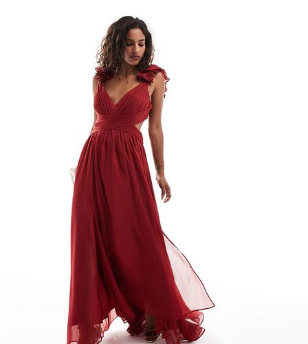 Robe longue avec épaules à volants - Bordeaux - Forever New Petite - Modalova