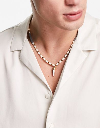 Collier de perles style festival avec pendentif dent de requin - Faded Future - Modalova