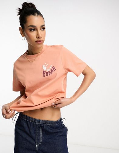 Craig - T-shirt coupe boyfriend à imprimé sur le devant - Mandarine - Farah - Modalova
