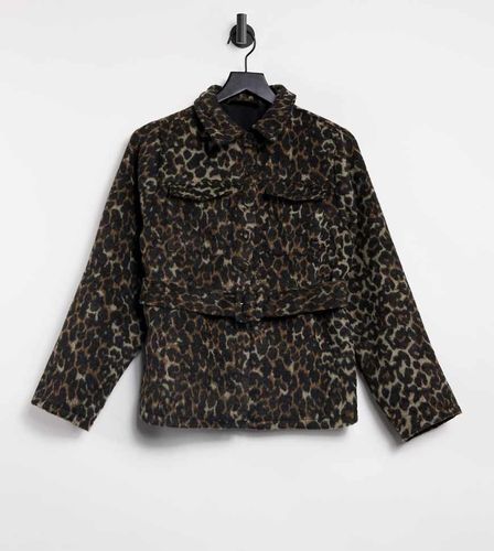 Veste chemise d'ensemble avec ceinture en tissu brossé - Imprimé animal - Fashion Union - Modalova