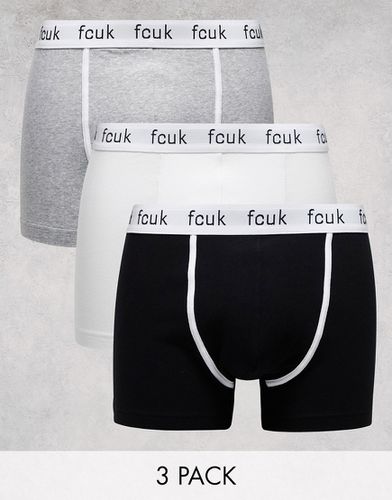 FCUK - Lot de 3 boxers - /gris/blanc - French Connection - Modalova