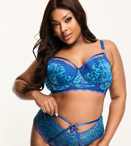 Amore - Soutien-gorge rembourré long à balconnet en dentelle et résille - Figleaves Curve - Modalova