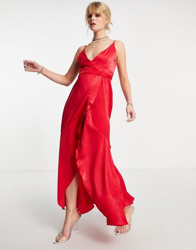 Robe portefeuille mi-longue en satin - Flounce London - Modalova