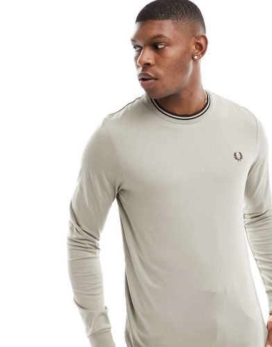 T-shirt manches longues à liseré double - Beige - Fred Perry - Modalova