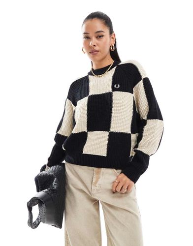 Pull oversize en maille à damier - /blanc cassé - Fred Perry - Modalova