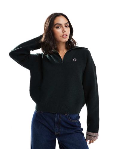 Pull en maille à demi-fermeture éclair - foncé et rose poudré - Fred Perry - Modalova