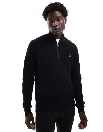 Pull en maille gaufrée à col zippé - Fred Perry - Modalova