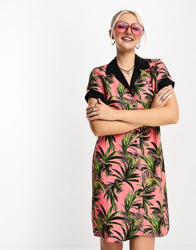 Robe chemise à imprimé palmiers - Corail chaud - Fred Perry - Modalova