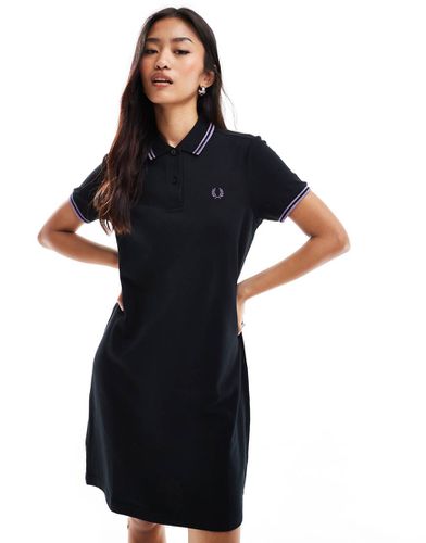 Robe polo à double liseré violet scintillant - Fred Perry - Modalova