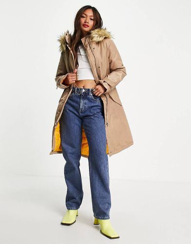 Veste parka avec doublure en fausse fourrure - Beige et moutarde - French Connection - Modalova