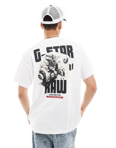 G-Star - T-shirt oversize avec logo sur la poitrine et imprimé moteur au dos - Gstar - Modalova