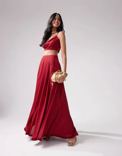 Jupe lehenga d'ensemble longue et évasée en mousseline - foncé - Kanya London - Modalova