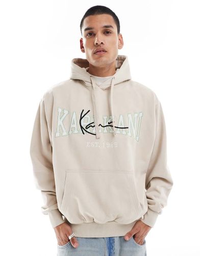 Sweat à capuche oversize en tissu épais avec logo signature style universitaire - Beige - Karl Kani - Modalova