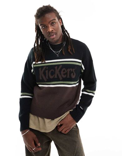 Pull décontracté en maille avec logo et rayures - et marron - Kickers - Modalova