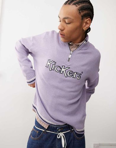 Pull unisexe en maille à col zippé et logo appliqué - Mauve - Kickers - Modalova