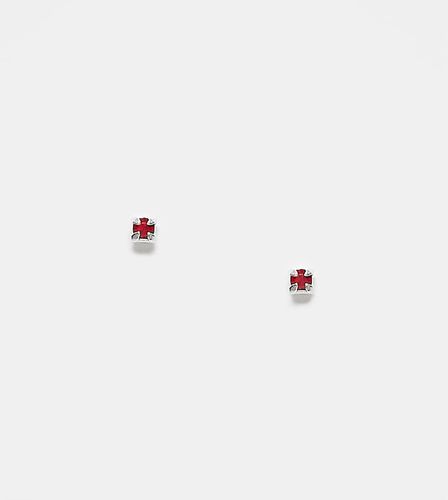 Boucles d'oreilles 1,5 mm ornées de cristaux rouges en argent massif - Kingsley Ryan - Modalova